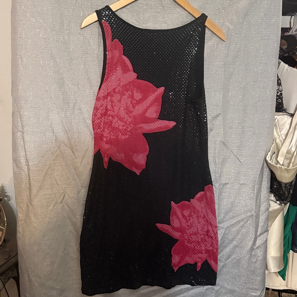Express Black Dress with Pink Floral Design - Picture 10 of 10